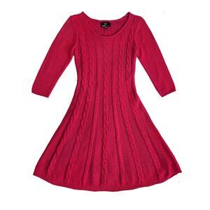 Dark red (burgundy) mini dress, knit, flared, knee-length, size SP fits size S